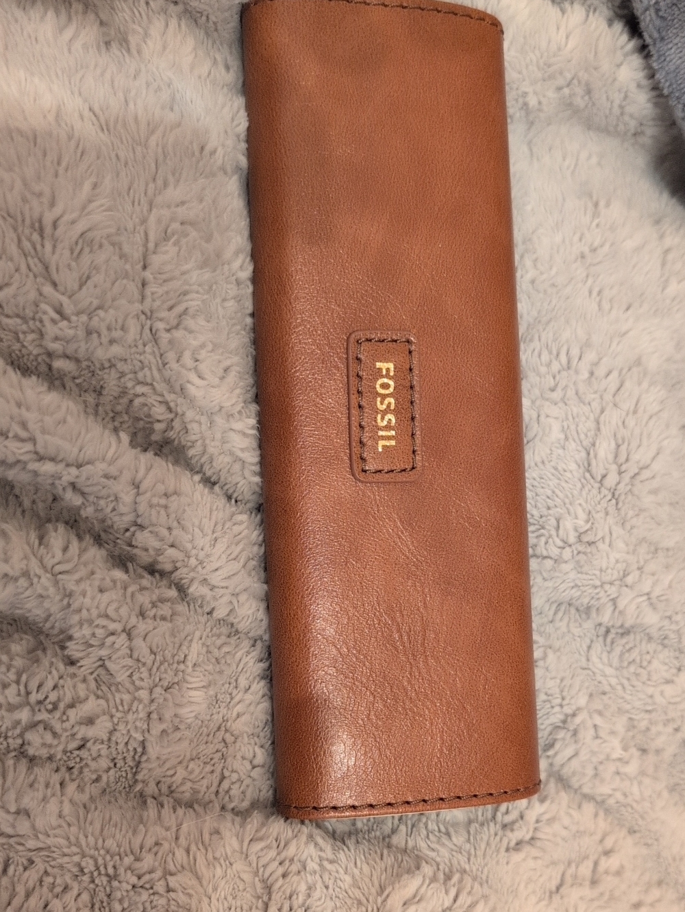 Fossil Tan Brown Leather Eyewear Case